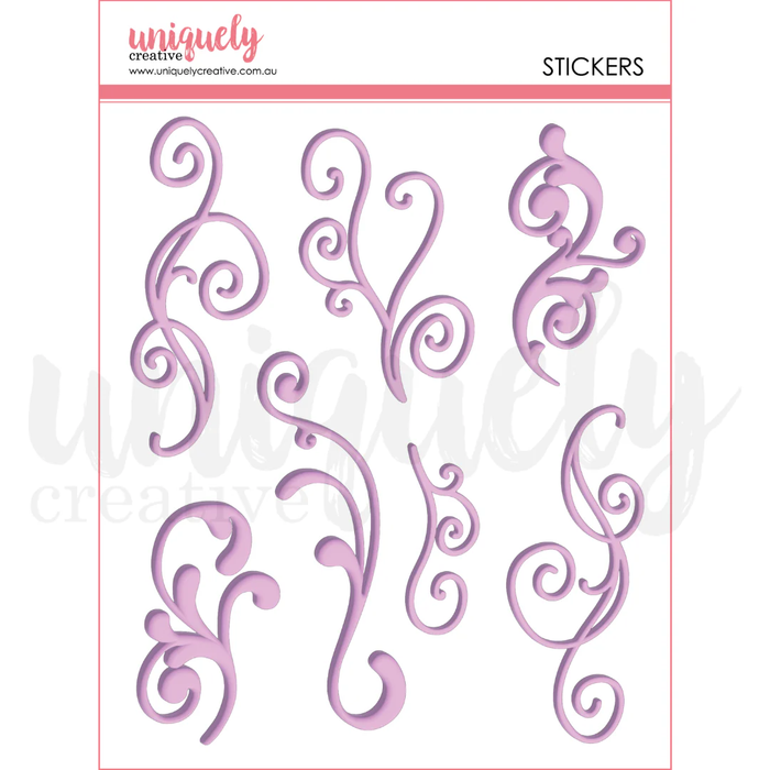 PURPLE FLOURISH PUFFY STICKERS