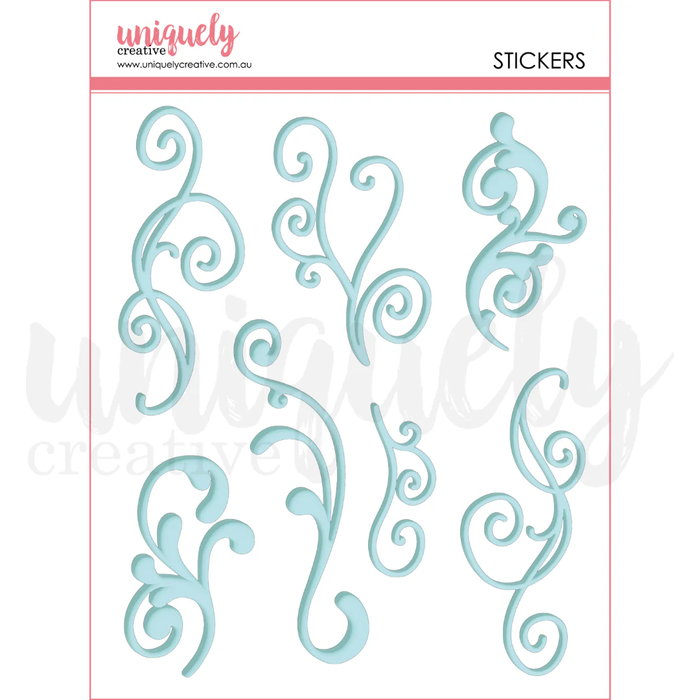 BLUE FLOURISH PUFFY STICKERS