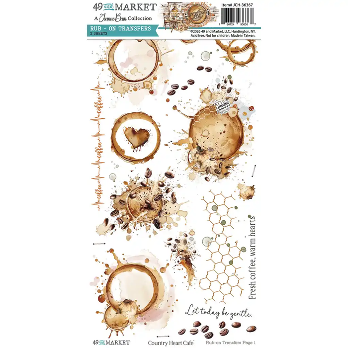 Country Heart Cafe 6 x12 Rub-on Transfer Set - Blendable