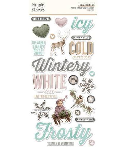 Simple Vintage Winter Woods - Foam Stickers