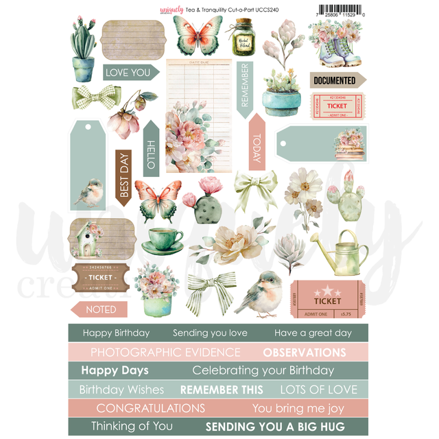 TEA & TRANQUILITY CUT-A-PART SHEET