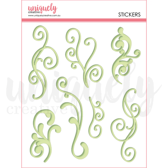GREEN FLOURISH PUFFY STICKERS