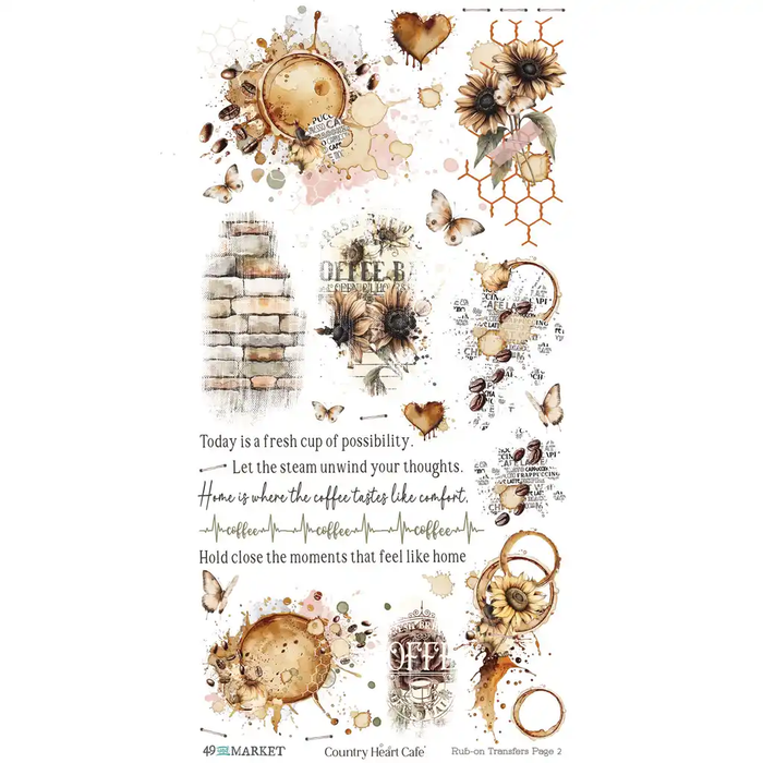 Country Heart Cafe 6 x12 Rub-on Transfer Set - Blendable