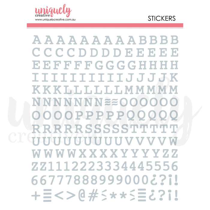 PUFFY SILVER ALPHA STICKERS - UPPERCASE