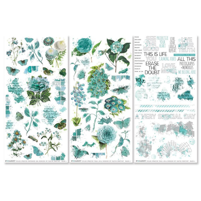 Color Swatch: Teal Rub-On Transfer Set