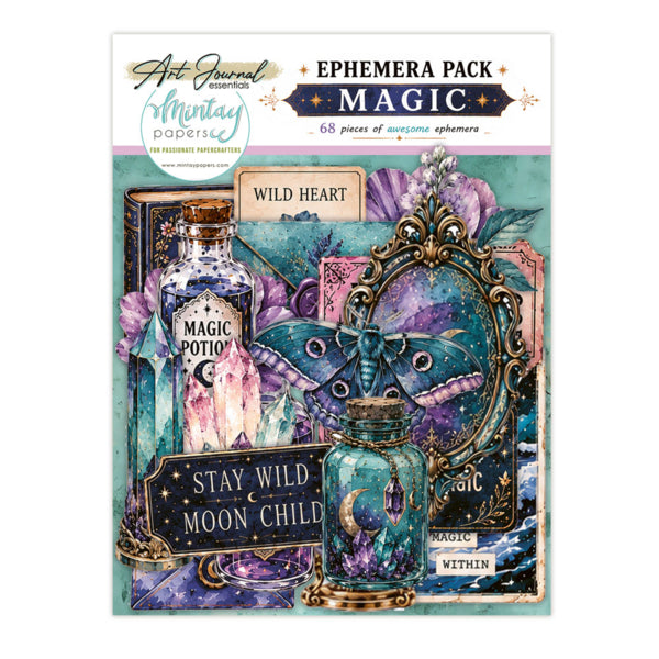 ART JOURNAL EPHEMERA PACK - MAGIC, 68 PCS
