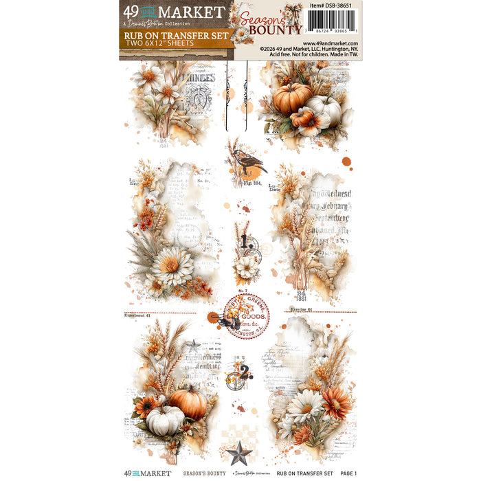 Season's Bounty 6 x12 Essential Rub-on Transfer Set