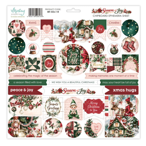 SEASON OF JOY CHIPBOARD EPHEMERA SHEET