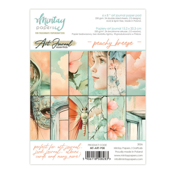6 X 8 ART JOURNAL PAPER PAD - PEACHY BREEZE