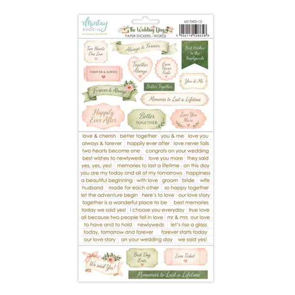 THE WEDDING DAY PAPER STICKERS -WORDS