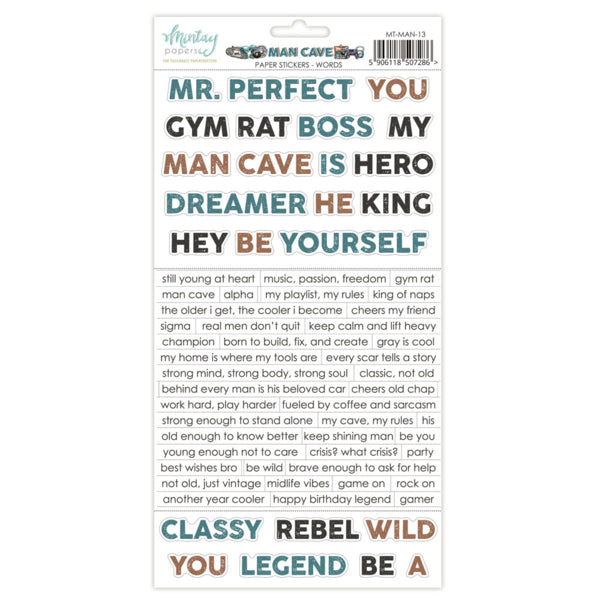 MAN CAVE PAPER STICKERS - WORDS