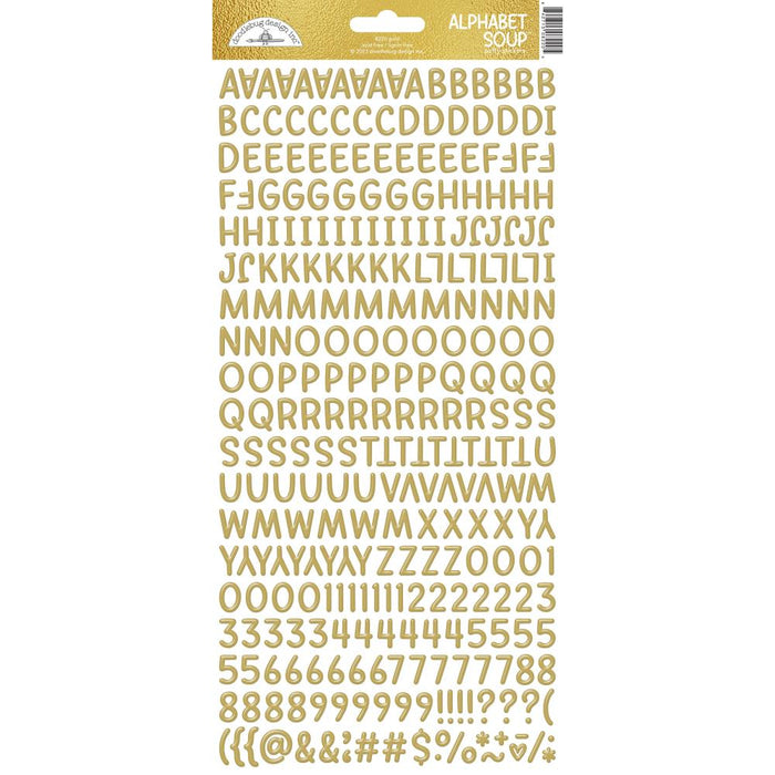 Alphabet Soup Puffy Stickers - Gold