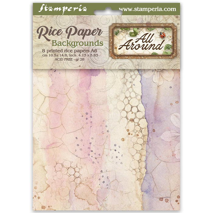 Printed Rice paper A6 Backgrounds - All Around