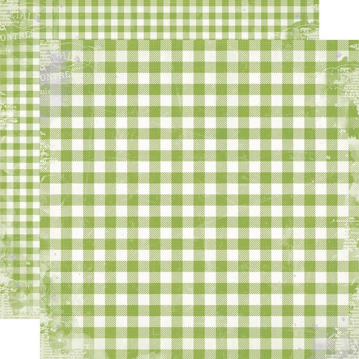 Simple Vintage Life In Bloom - Green Gingham