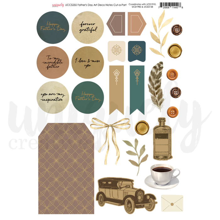 FATHER'S DAY ART DECO NOTES CUT-A-PART SHEET