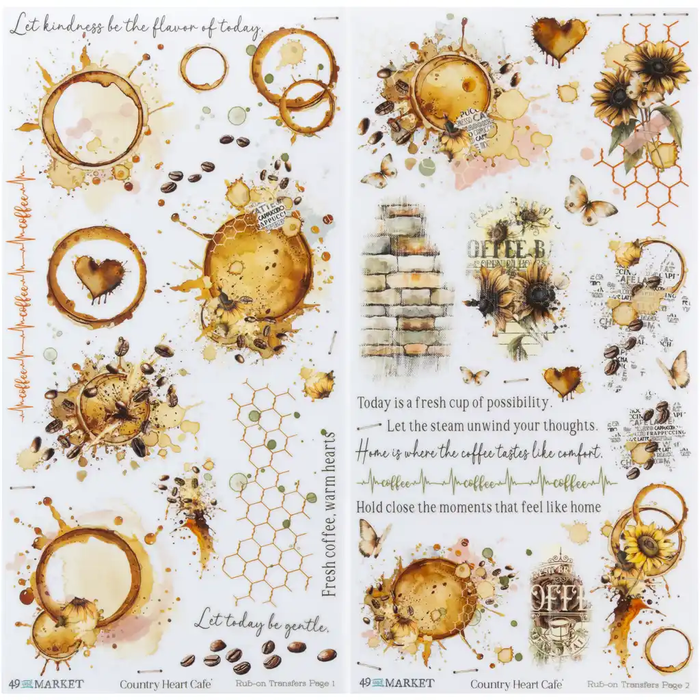 Country Heart Cafe 6 x12 Rub-on Transfer Set - Blendable