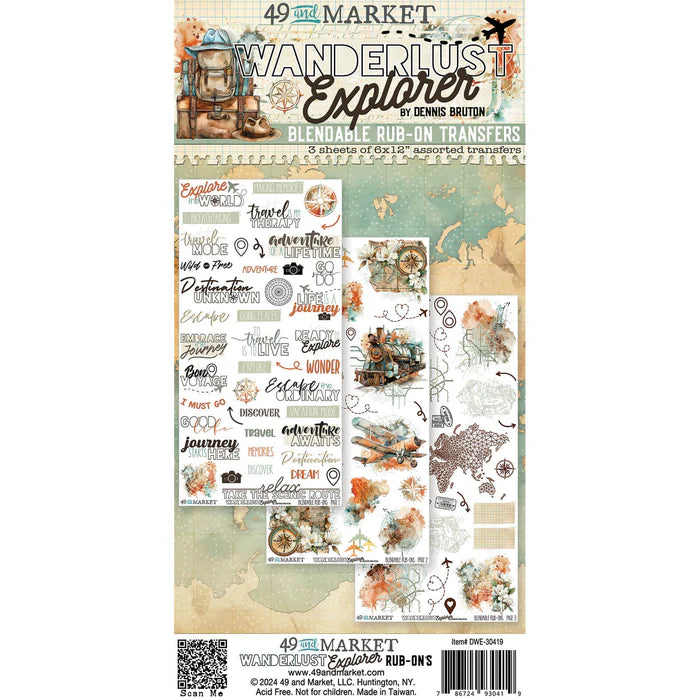 Wanderlust Explorer Rub-On Transfers