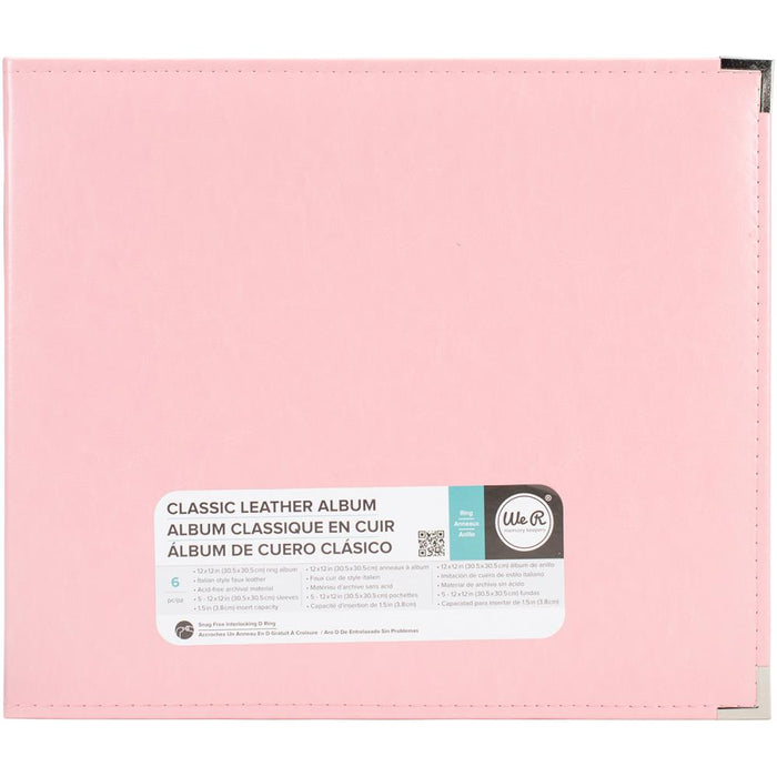 We R Classic Leather 3-Ring Binder 12"X12" - Pretty Pink