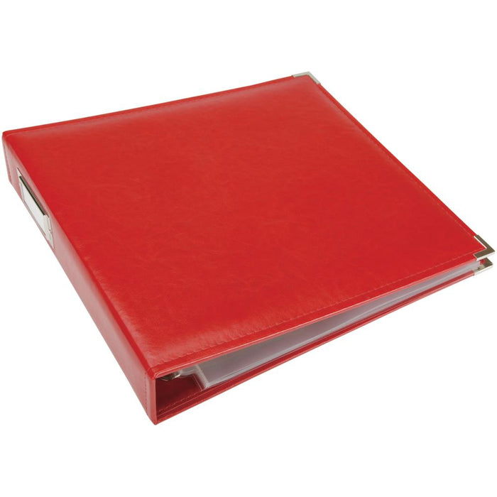 We R Classic Leather 3-Ring Binder 12"X12" - Real Red