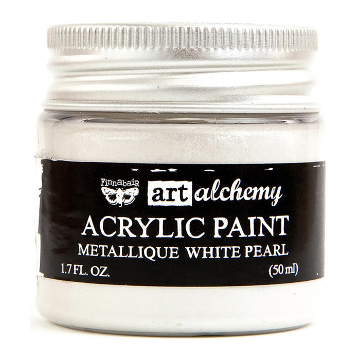 Finnabair Art Alchemy Acrylic Paint - Metallique White Pearl