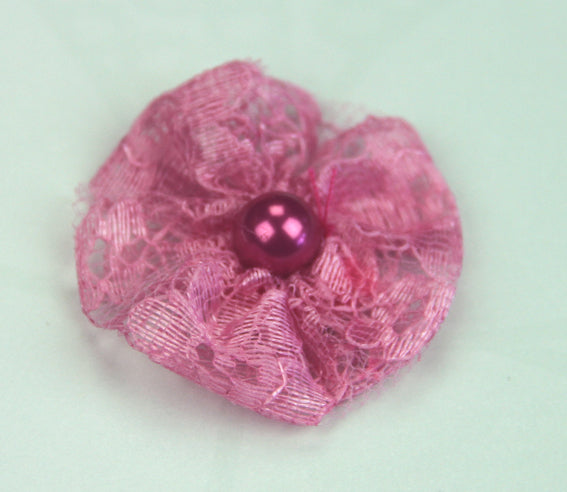 Lace Pearl Flowers - Hot Pink