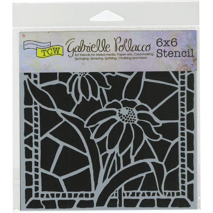 Crafter's Workshop Template 6"X6" - Stained Glass Daisies