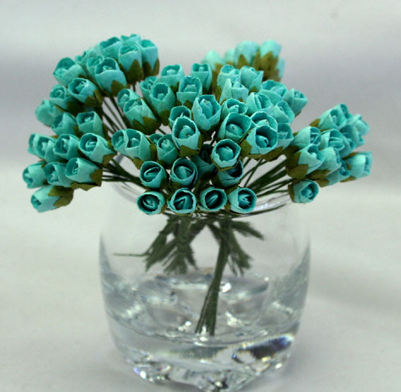 Mini Rosebuds Turquoise 1cm