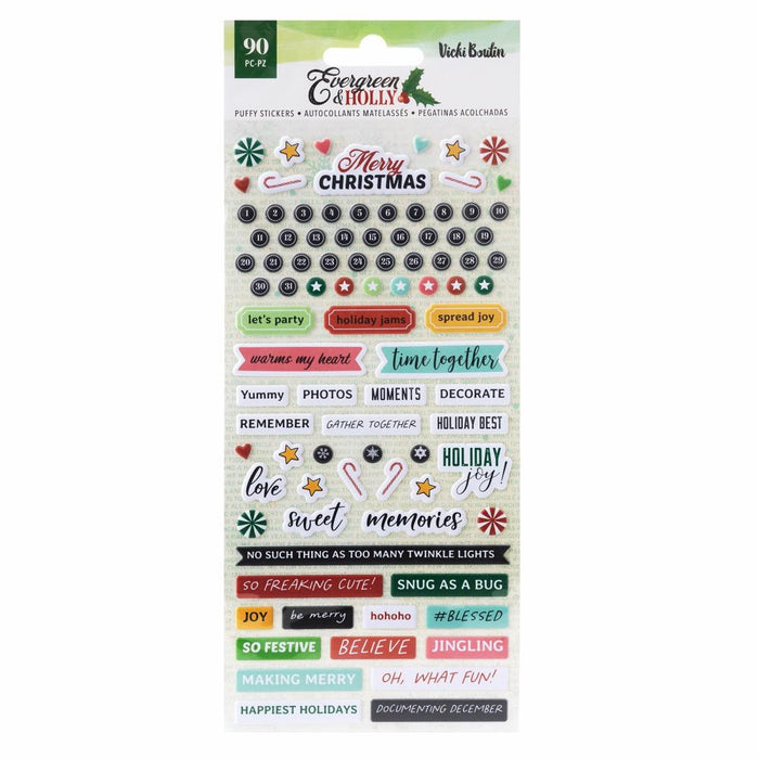 Evergreen & Holly Puffy Stickers