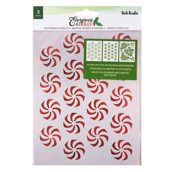 Evergreen & Holly Stencils - Peppermint