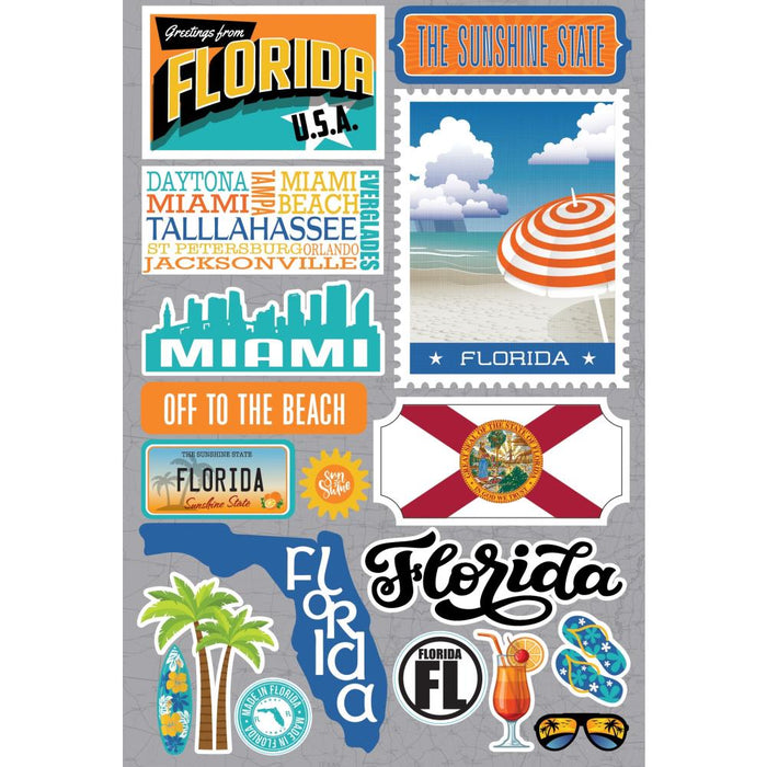 Jet Setters State Dimensional Stickers - Florida