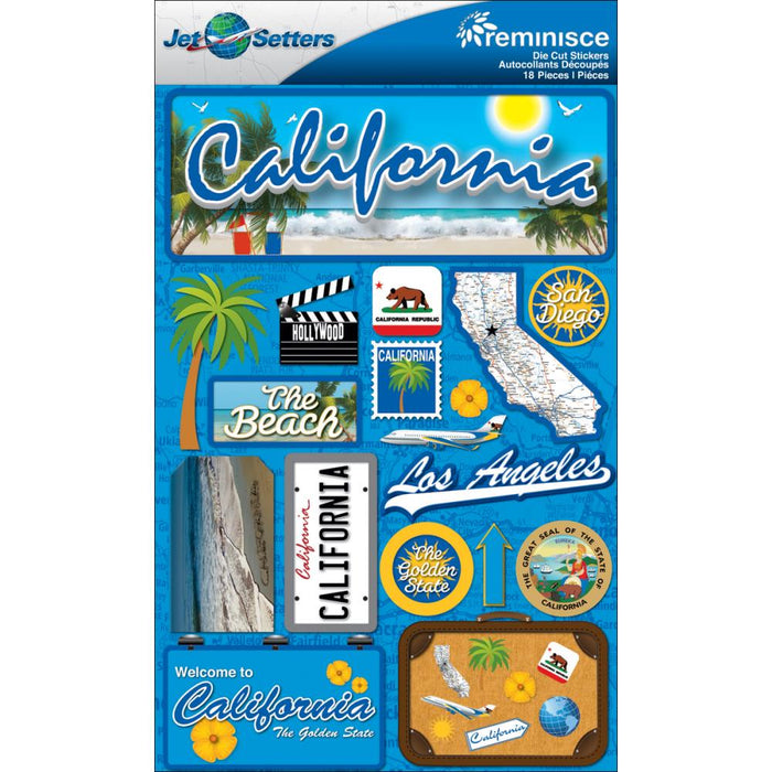 Jet Setters Dimensional Stickers - California