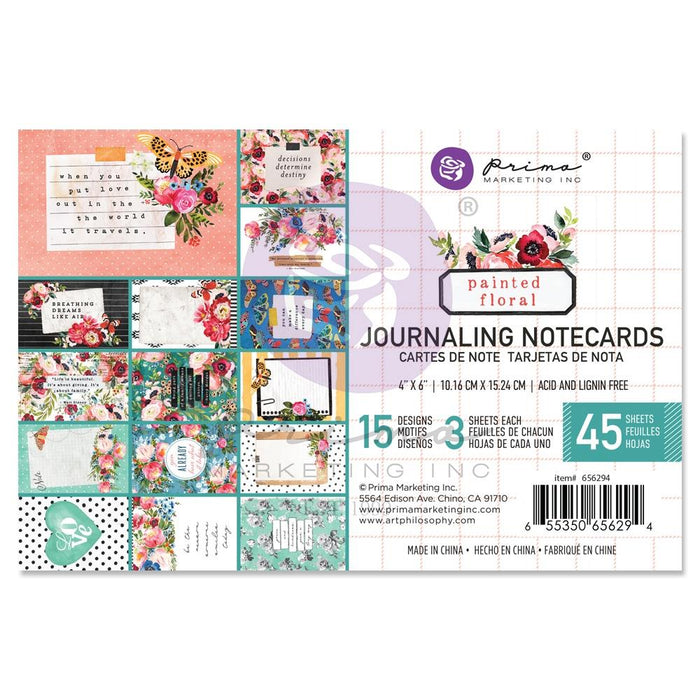 Painted Floral Journaling Cards 4"X6"