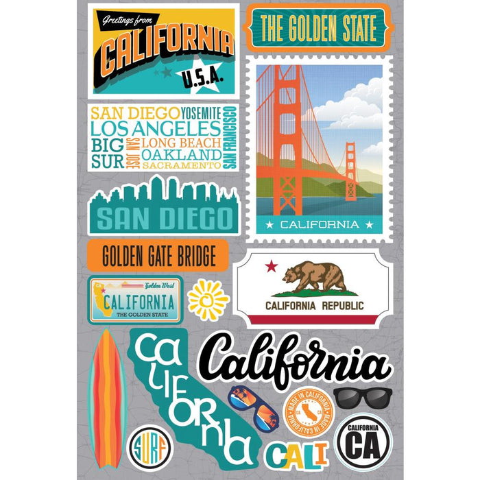 Jet Setters State Dimensional Stickers -California