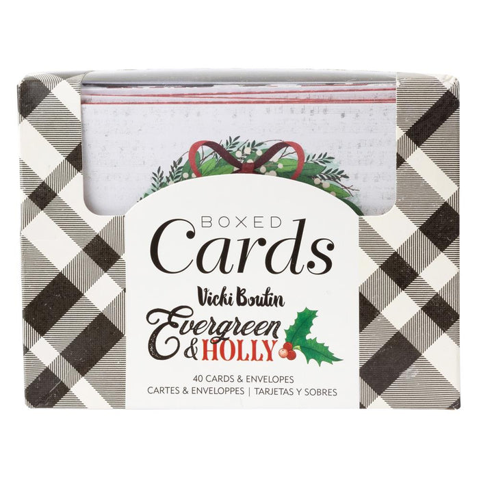 Evergreen & Holly A2 Cards W/Envelopes