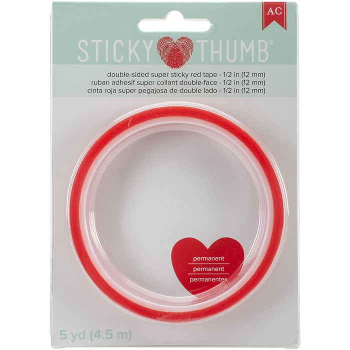 Double-Sided Super Sticky Red Tape - 0.5"