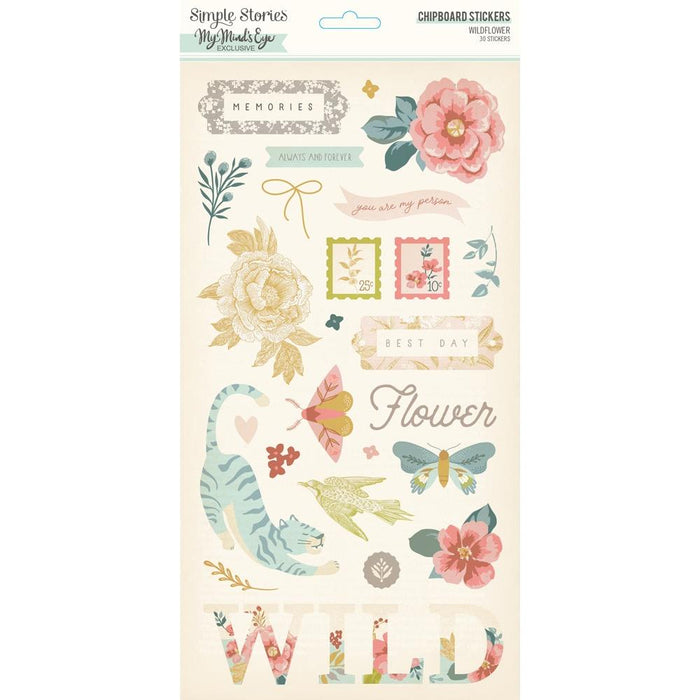Wildflower Chipboard Stickers