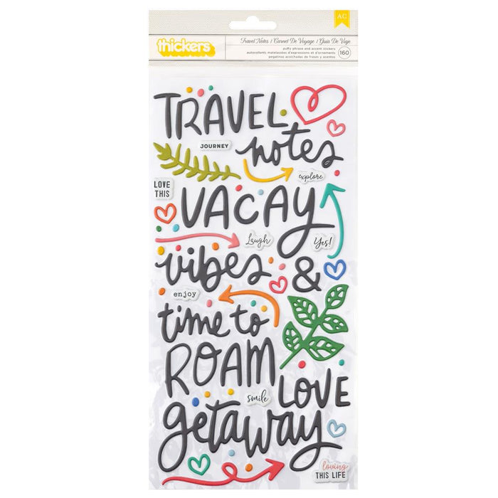 Where To Next Thickers Stickers - Travel Notes Phrase/Puffy