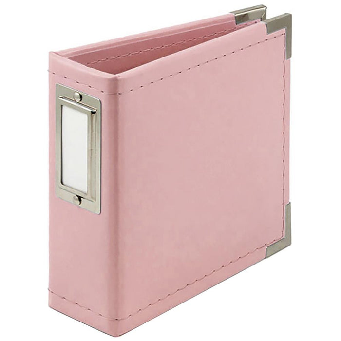 We R Classic Leather D-Ring Album 4"X4" - Pretty Pink