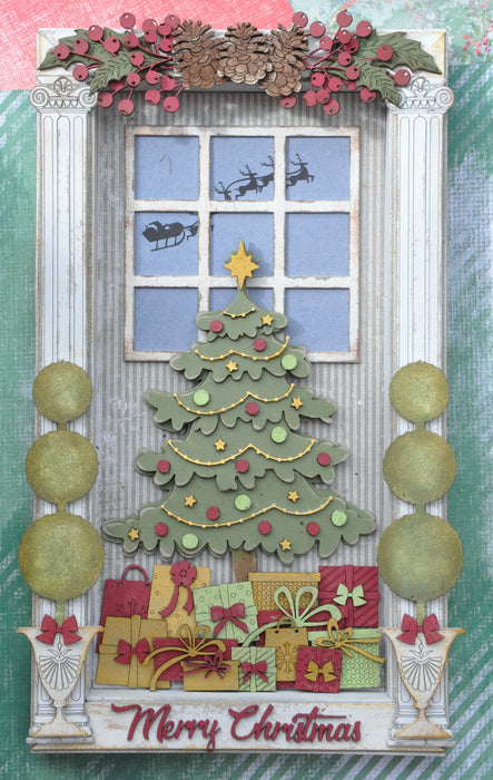Christmas Scene Mixed Chipboard – Tree with Shadow Box